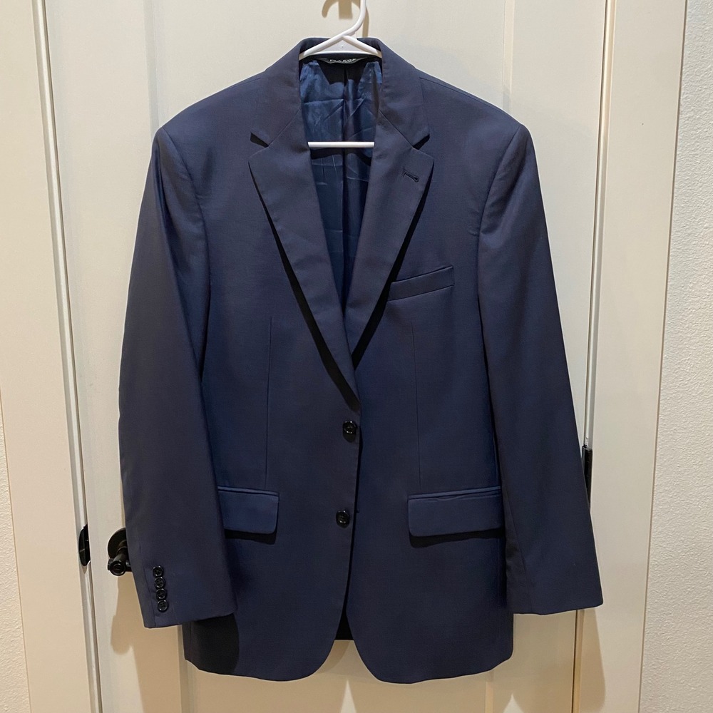 Jos A Bank Mens Navy Blue Two Button Side Vent Suit Jacket Blazer